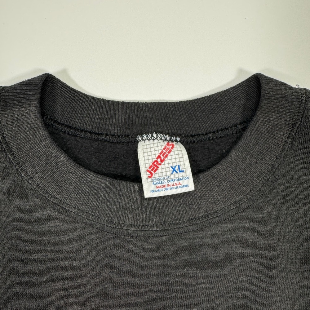 Vintage Jerzees Crewneck Sweatshirt Pullover Mens XL Black Faded USA Made - Picture 8 of 11